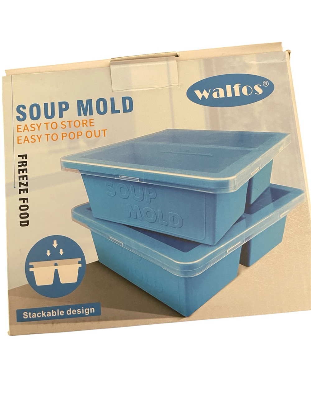 Walfo’s Blue Double 1-Cup Silicone Soup Freezer Mold with Lid 2 pk - NWT
